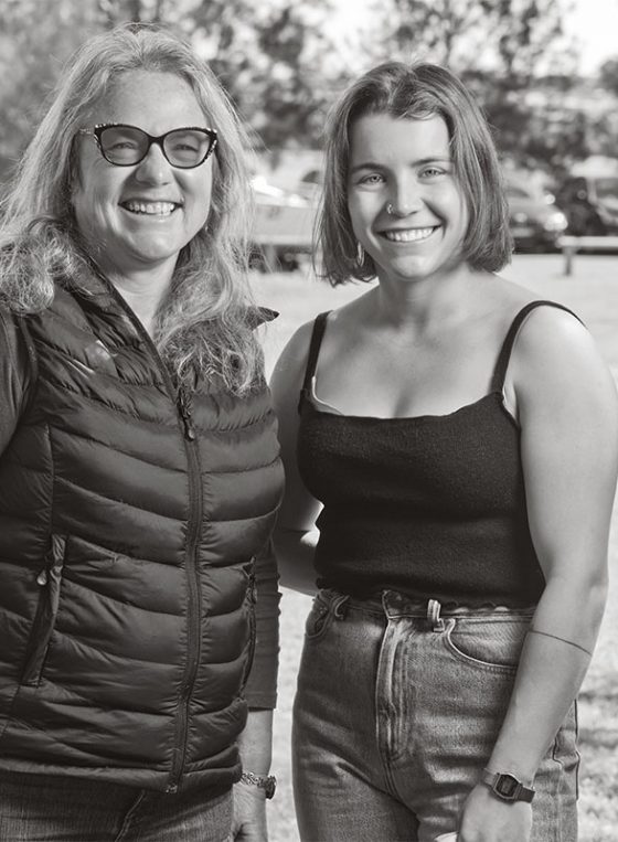 Black and white portrait of Jan and her daughter Eleanor, near their home in Lilyfield for Fine Photography's COVID vaccination campaign 'Our Call to Arms'.